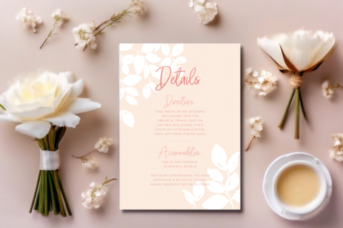 Blush Floral Wedding Details Card mockup