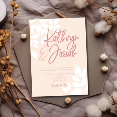 Blush Floral Wedding Invite mockup