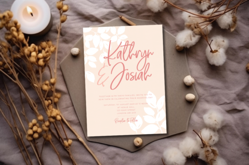 Blush Floral Wedding Invite mockup