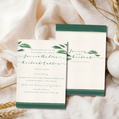 Classy Tropical Wedding Invite Mockup