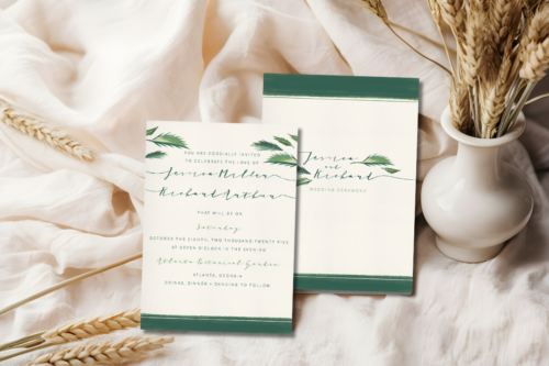 Classy Tropical Wedding Invite Mockup