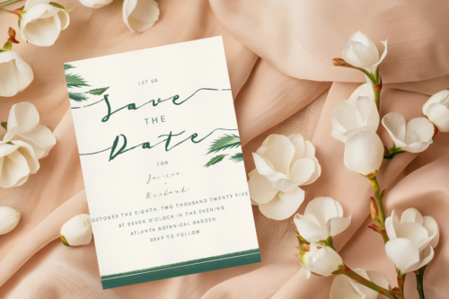 Classy Tropical Wedding Save the Date Mockup