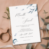 Elegant Blue Watercolor Spring Wedding Invite Mockup