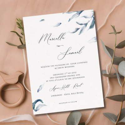 Elegant Blue Watercolor Spring Wedding Invite Mockup