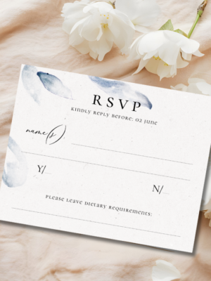 Elegant Blue Watercolor Spring Wedding RSVP