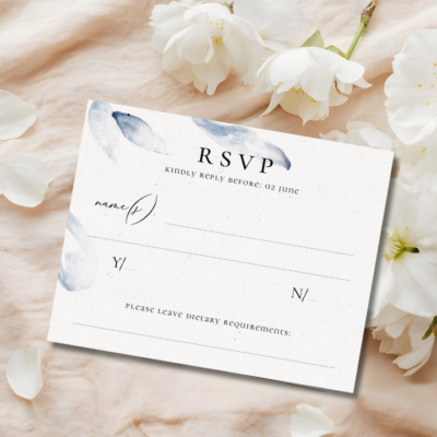 Elegant Blue Watercolor Spring Wedding RSVP