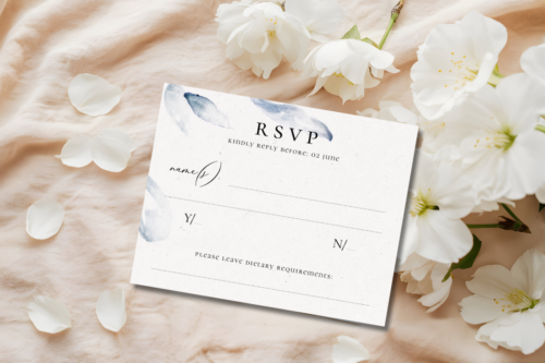 Elegant Blue Watercolor Spring Wedding RSVP