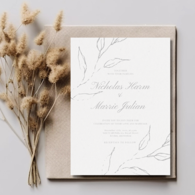 Elegant Floral Wedding Invite Mockup