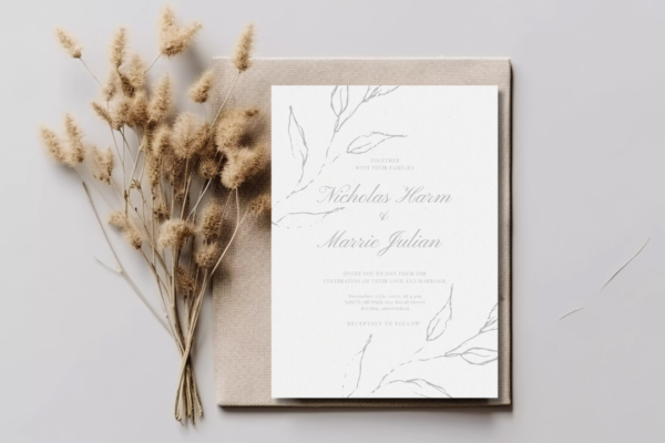 Elegant Floral Wedding Invite Mockup