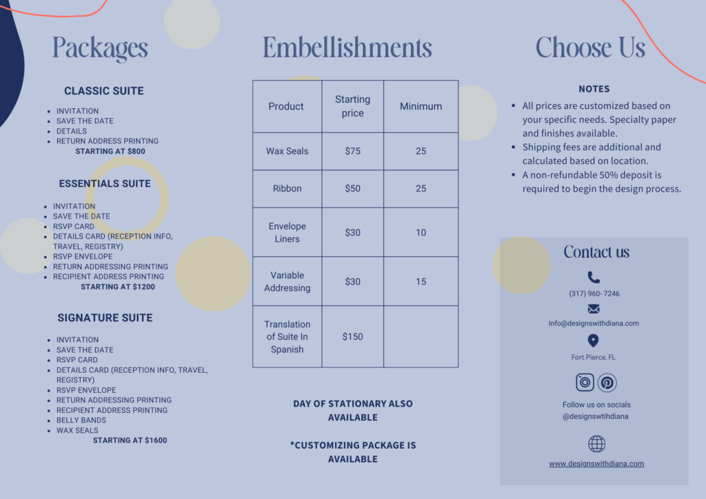 Pricing guide in English back