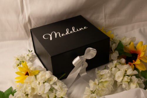 Black and white bridesmaid proposal box