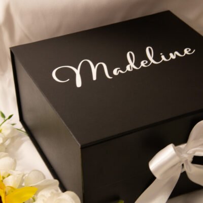 Black and white bridesmaid proposal box