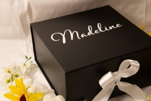 Black and white bridesmaid proposal box