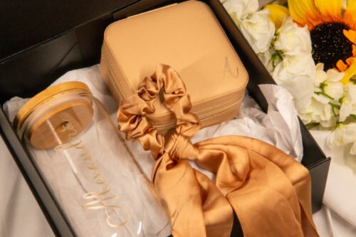 black and gold bridesmaid proposal box