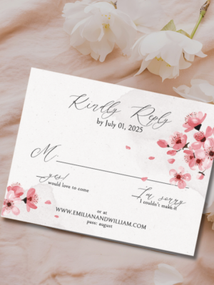 Pink Cherry Blossom Wedding RSVP Mockup Pink Cherry Blossom Wedding RSVP Mockup