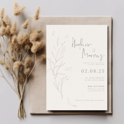 Rustic Ivory Wedding Invite Mockup