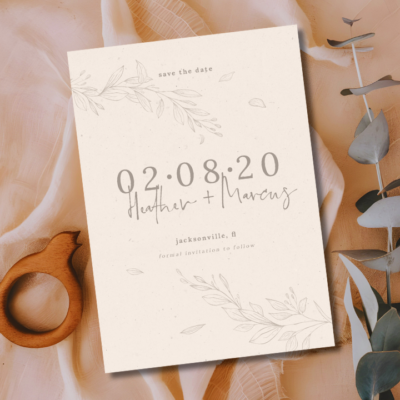 Rustic Ivory Wedding Save the Date Mockup