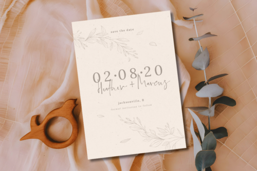 Rustic Ivory Wedding Save the Date Mockup