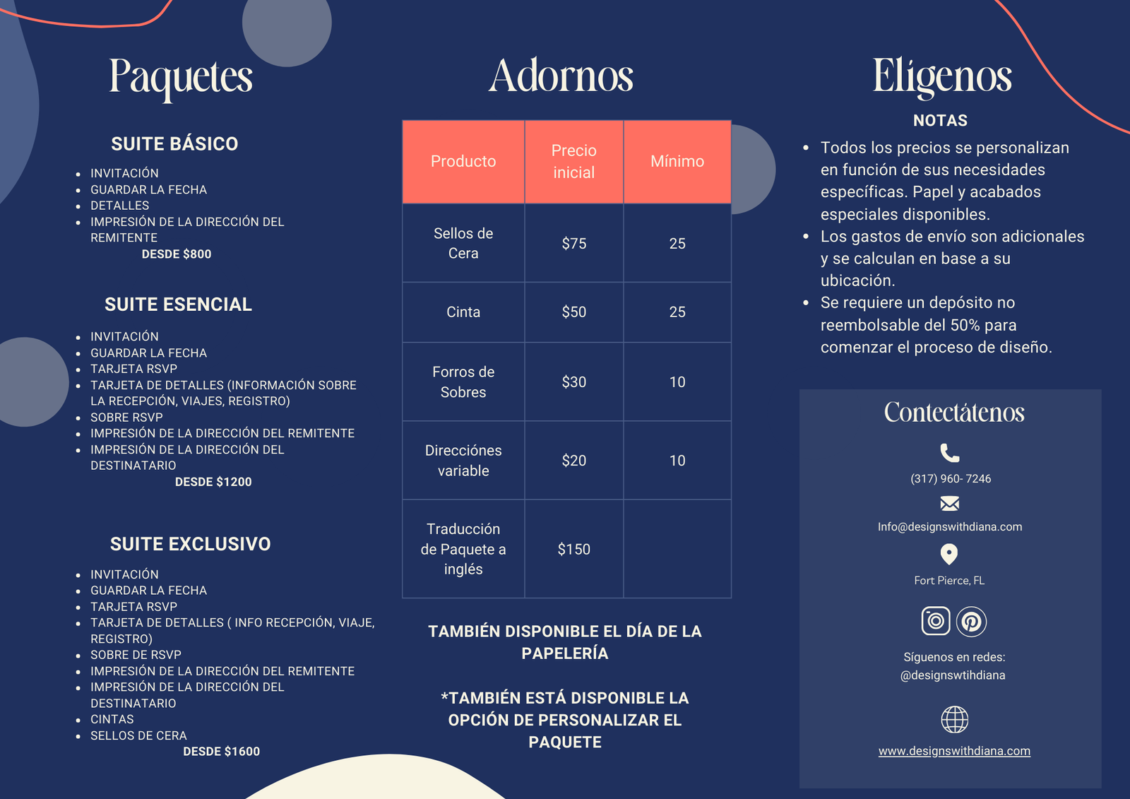 Pricing guide in English back