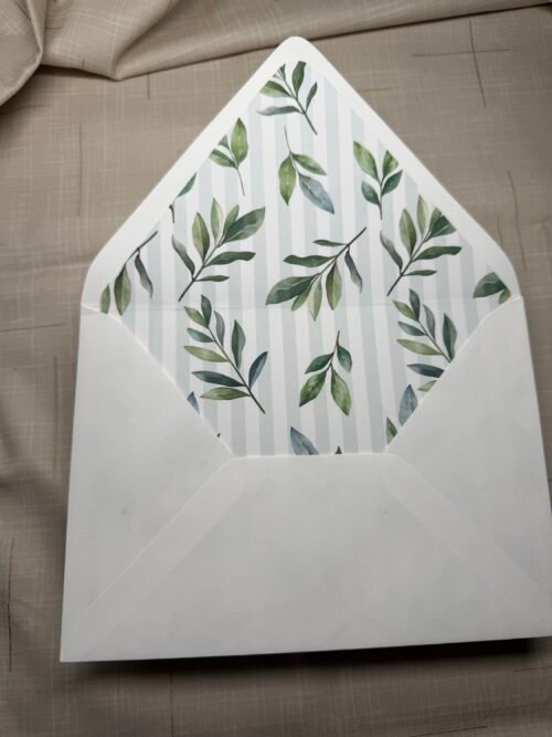 A7 Greenery striped envelope with liner