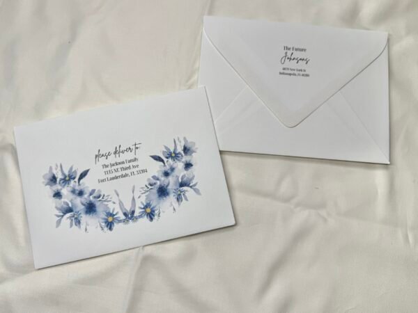 Blue Floral Wedding Envelope Template