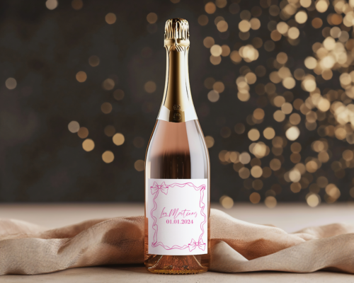 Pink Bow Wine Bottle