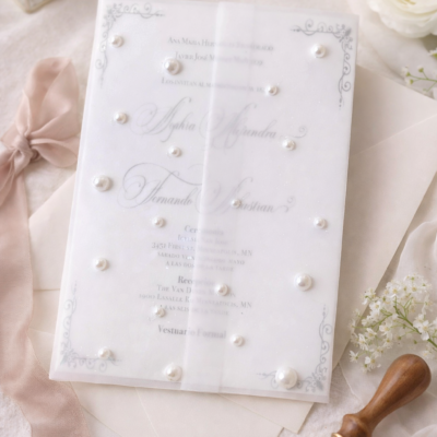 Pearl Vellum Wrap for Wedding Invitations - Designs with Diana