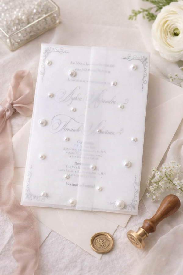 Pearl Vellum Wrap for Wedding Invitations - Designs with Diana