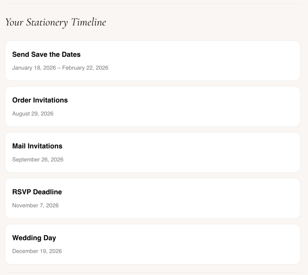 Wedding Invitation Timeline Banner